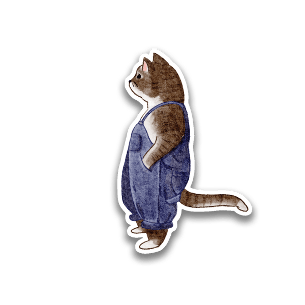 Cat in Overalls Sticker