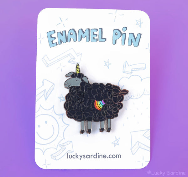 Black Sheep Unicorn Enamel Pin