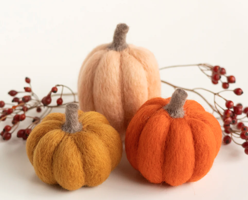 Pumpkin Trio Mini Needle Felting Kit