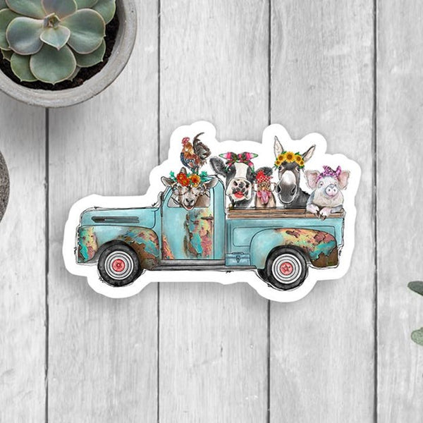 Truck Farm Animals Sticker