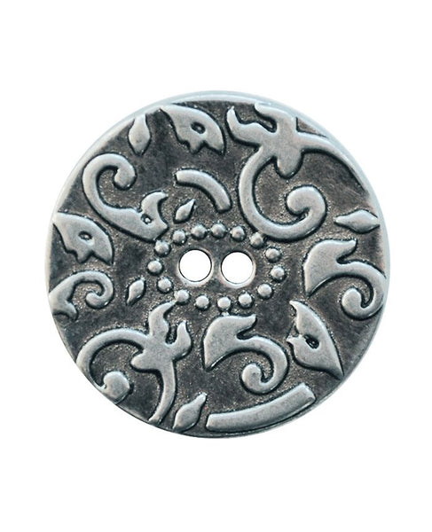 Floral Antique Silver Button - 15mm and 20mm