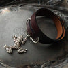 Tree Frog Charm Lock Double-Wrap Leather Shawl Cuff
