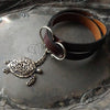 Sea Turtle Charm Lock Double-Wrap Leather Shawl Cuff