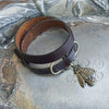 Honeybee Charm Lock Double-Wrap Leather Shawl Cuff