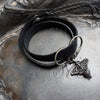 Monarch Charm Lock Double-Wrap Leather Shawl Cuff