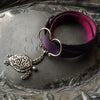 Sea Turtle Charm Lock Double-Wrap Leather Shawl Cuff