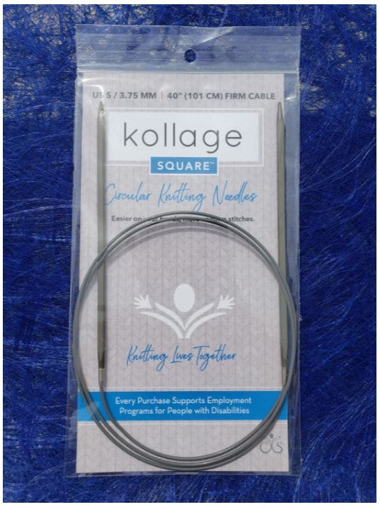 Kollage SQUARE Fixed Circular Needles - Firm Cord (Gray)