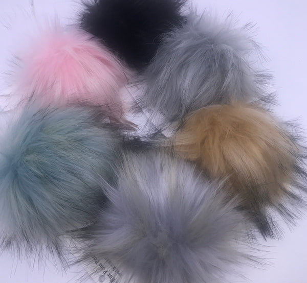 Large Faux Fur Snap On Pom Poms