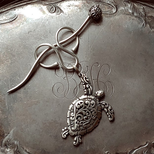 Sea Turtle Charm Lock Shawl Pin and Cuff