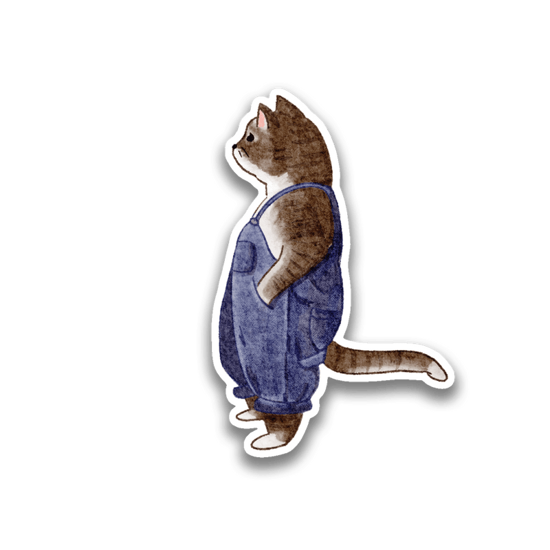 Cat in Overalls Sticker