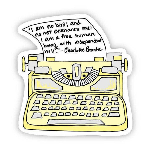 I am no bird yellow typewriter (Charlotte Bronte Sticker)