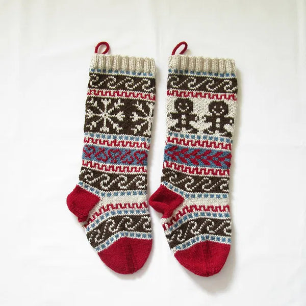 Gingerbread Man and Snowflake Stockings - Bermuda Teal
