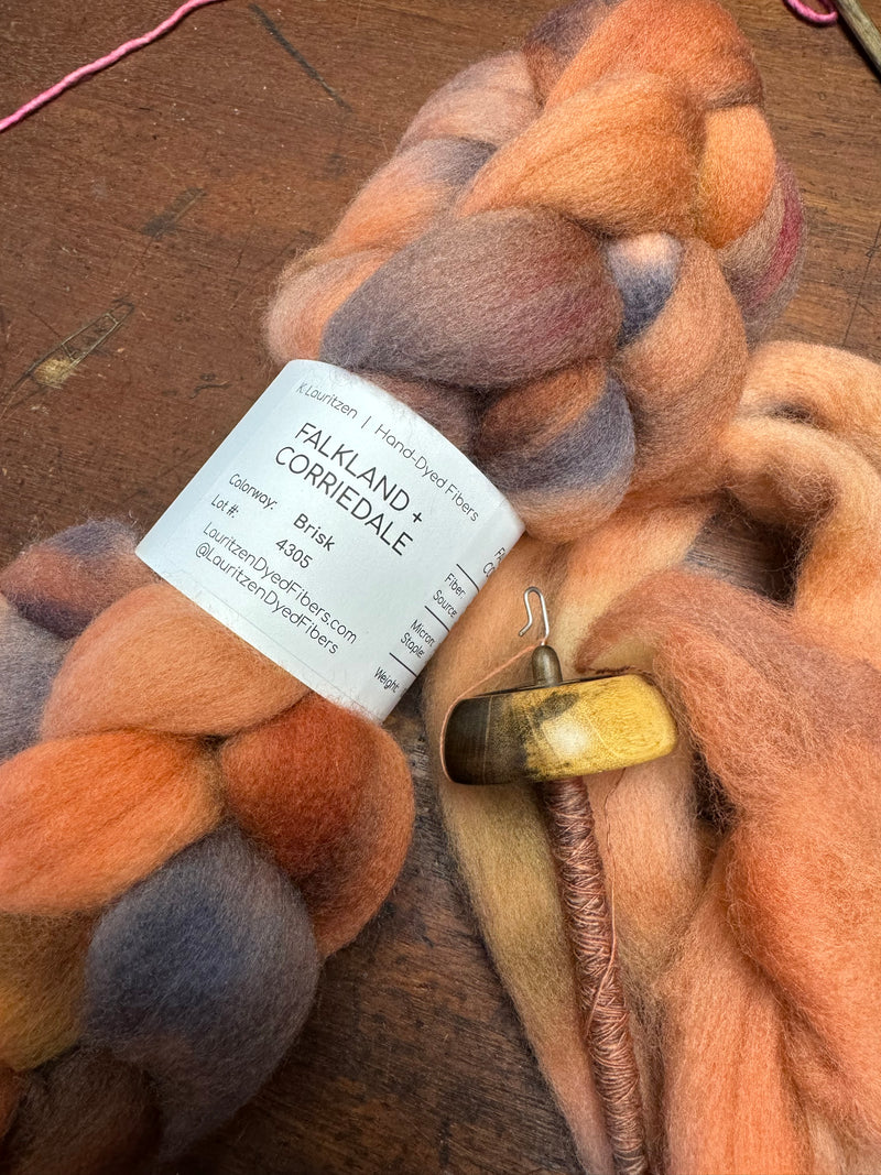 K. Lauritzen Falkland + Corriedale Hand Dyed Combed Top