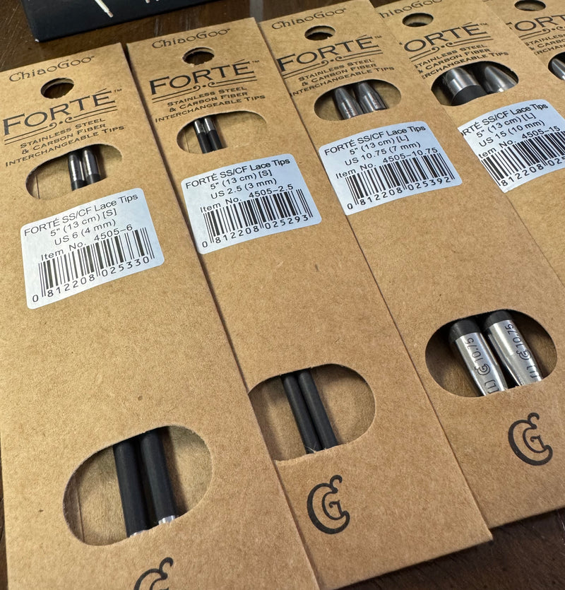 ChiaoGoo Forte SS/CF Lace Tips - 5 inch