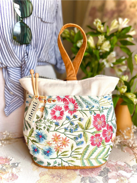 Wildflower Tall Caddy - Knitting and Crochet Tool Organizer and Project Bag