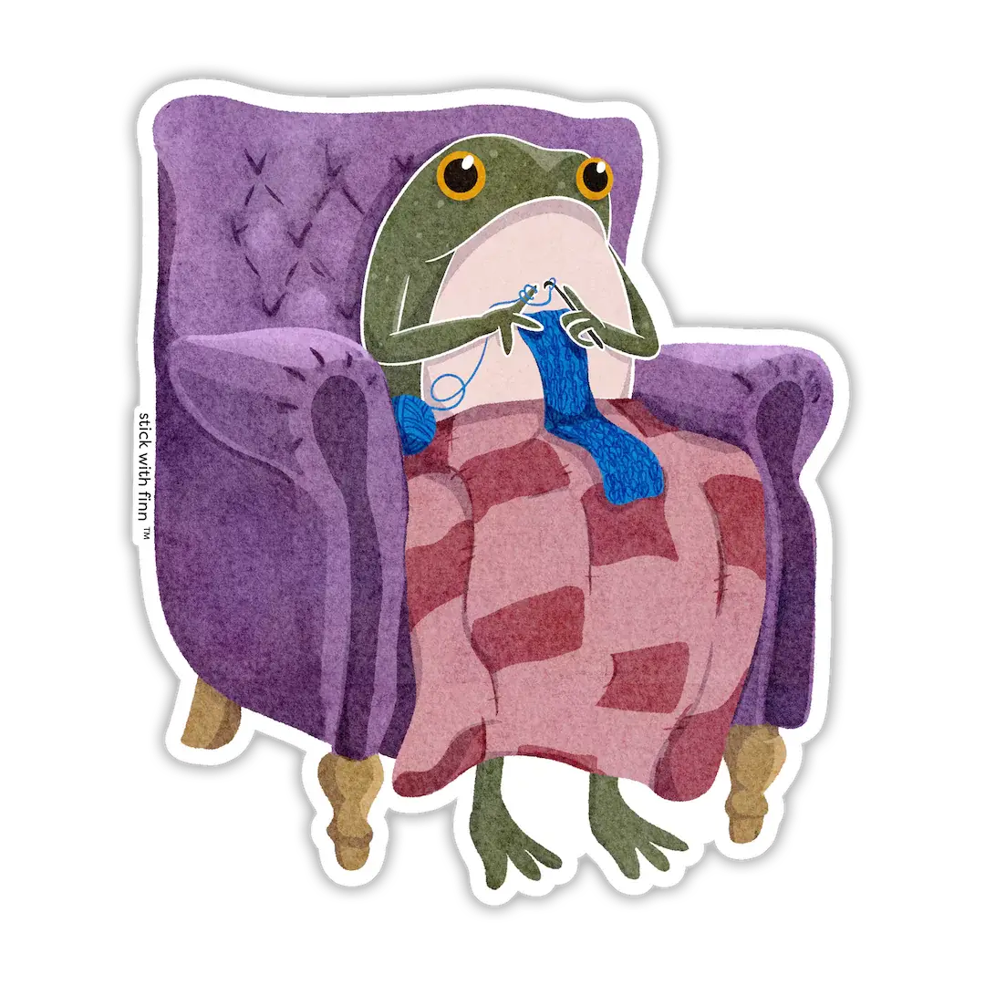 Crocheting Frogson Sticker