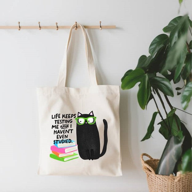 Life Keeps Testing Me Canvas Tote Bag