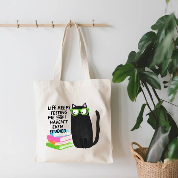Life Keeps Testing Me Canvas Tote Bag