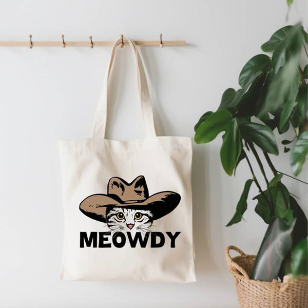 Meowdy Small Canvas Tote Bag