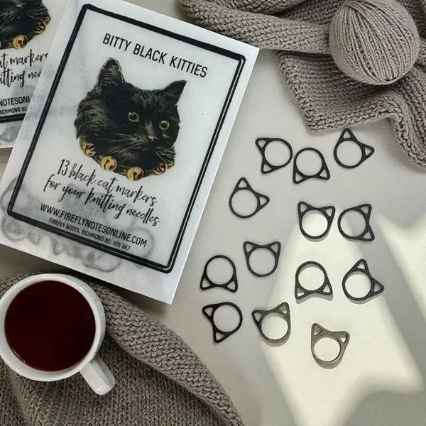 Bitty Black Kitties - Stitch Marker Pack
