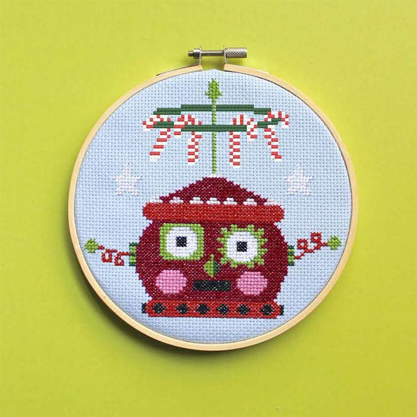 Red Christmasbot Counted Cross Stitch Kit