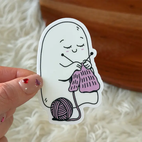 Ghost Knitting Sticker