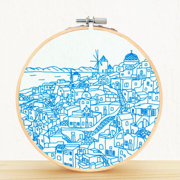 Oia, Santorini Greece Embroidery Kit