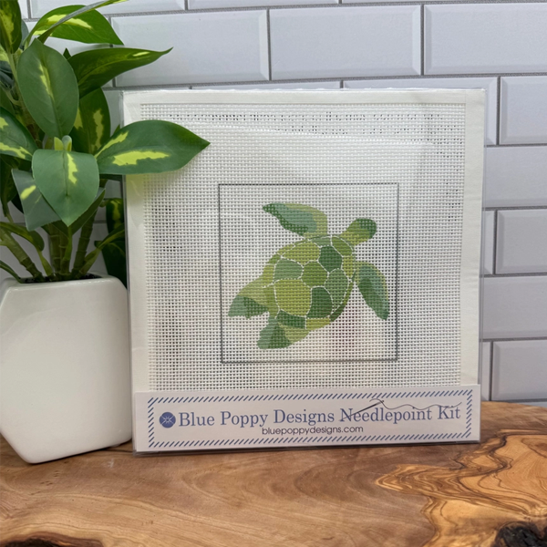 Beginner Green Turtle Needlepoint Kit