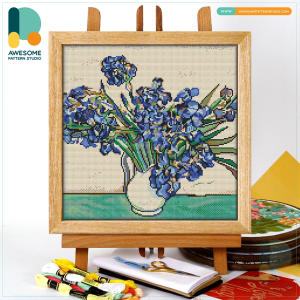 Irises by Van Gogh Counted Cross Stitch Kit