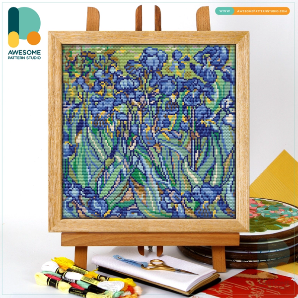 Irises by Van Gogh Counted Cross Stitch Pattern