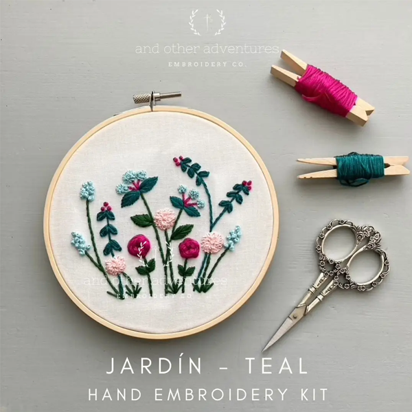 Embroidery Kit - Jardin in Teal