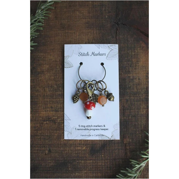 Woodland Stitch Markers - Mushroom