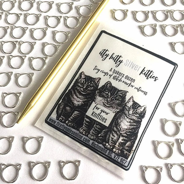 Cat Stitch Marker Pack - Small Silver
