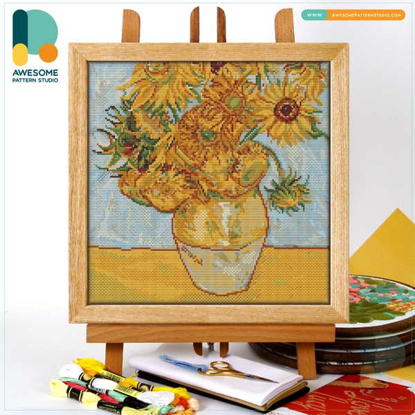 Sunflowers by Van Gogh Counted Cross Stitch Kit