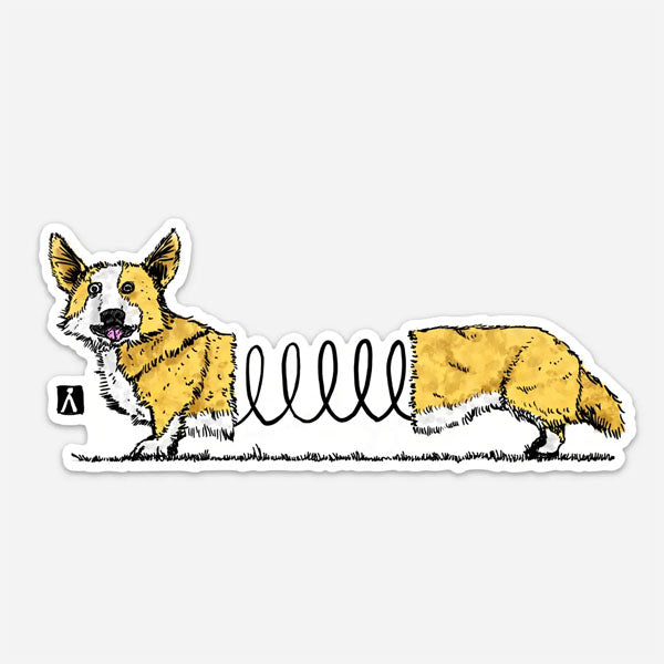 Corgi on a Coiled Spring Sticker
