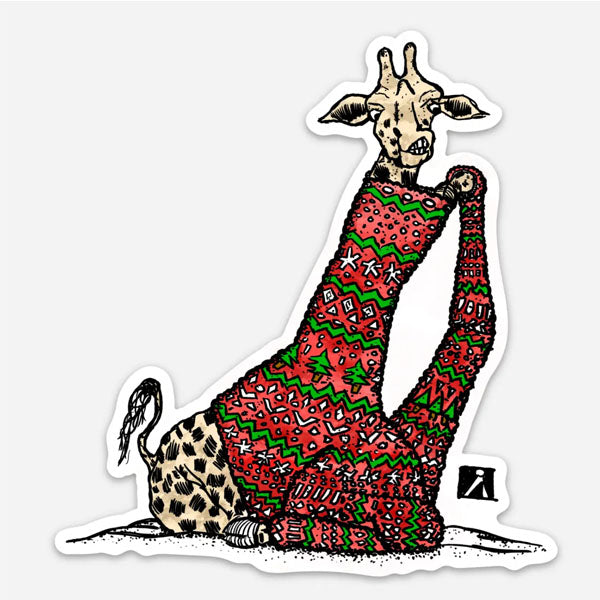 Giraffe Wearing an Ugly Sweater Sticker