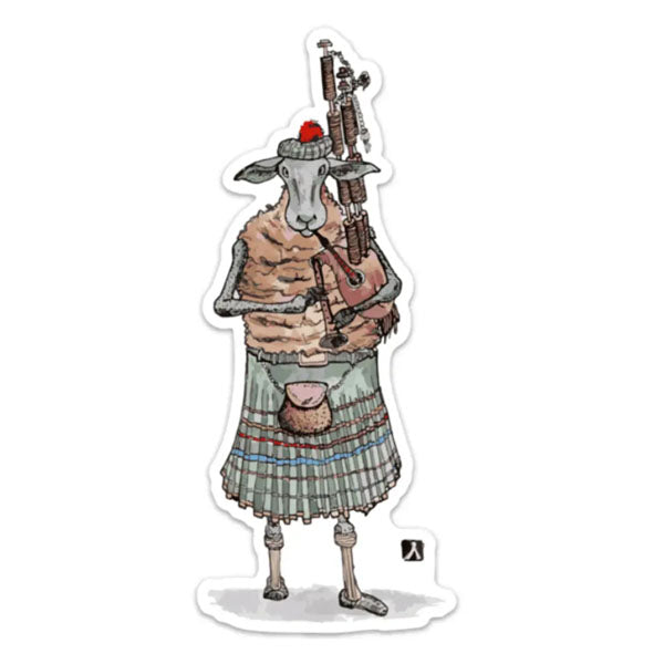 Highland Sheep Playing Bagpipes Sticker