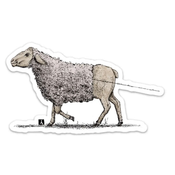 Sheep Unravelling Her Wool Sticker