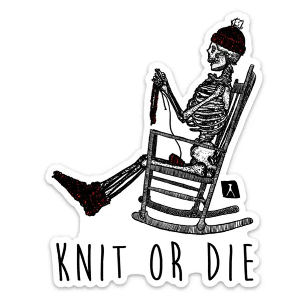 Skeleton Knitting in Rocking Chair Sticker
