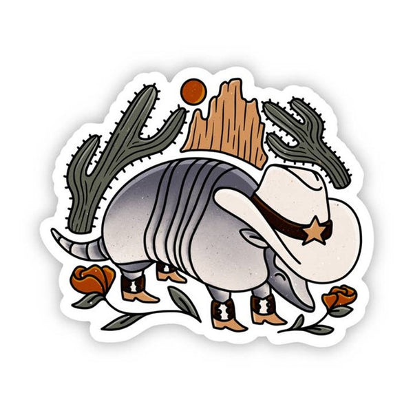 Texas Armadillo Cowboy Hat Sticker