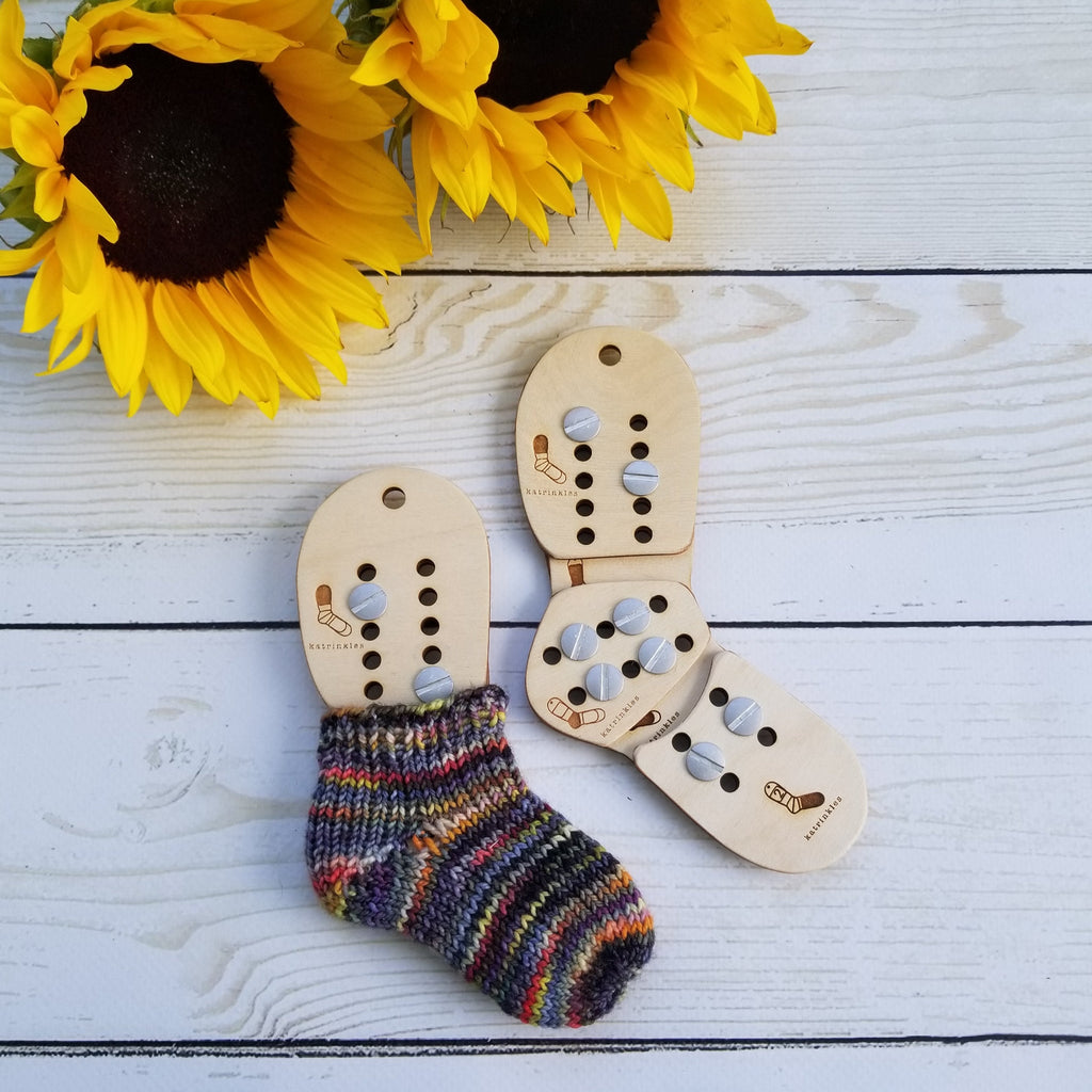 Adjustable Wood Sock Blockers in Adult, Child, or Infant Sizes