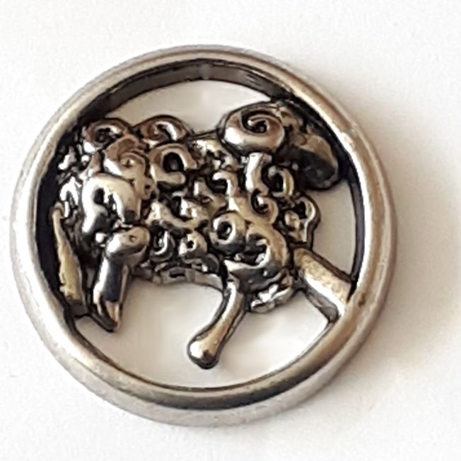 Silver Dancing Sheep Button 24mm