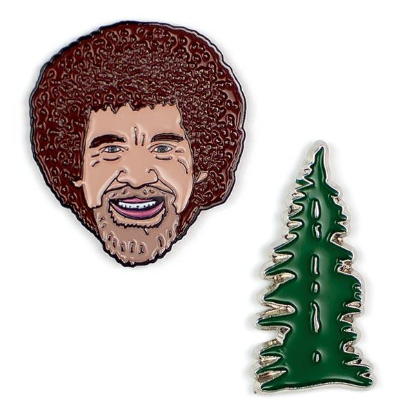 Bob Ross and Happy Little Tree Enamel Pins