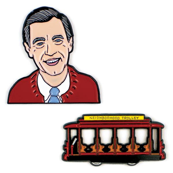Mister Rogers and Trolley Enamel Pins