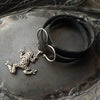 Tree Frog Charm Lock Double-Wrap Leather Shawl Cuff