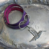 Hummingbird Charm Lock Double-Wrap Leather Shawl Cuff