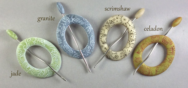 Carved Ring Shawl Pins