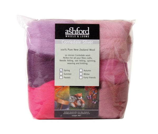 Corriedale Sliver Pack - 7 Colour Spring - 100gm Bag