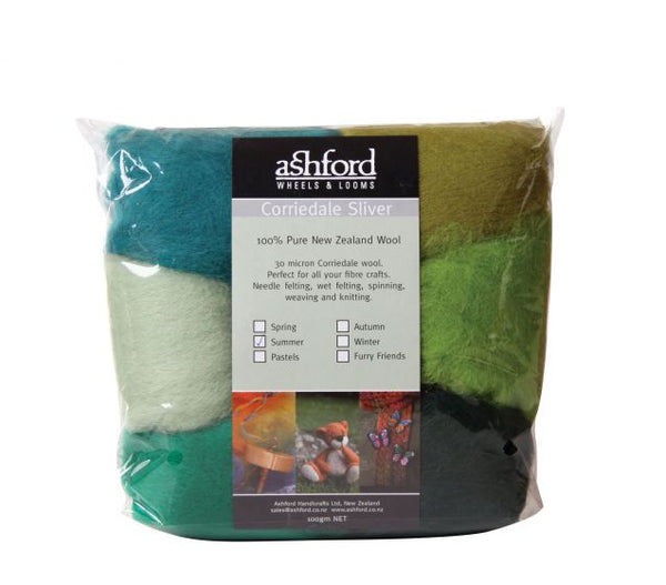 Corriedale Sliver Pack - 7 Colour Summer - 100gm Bag