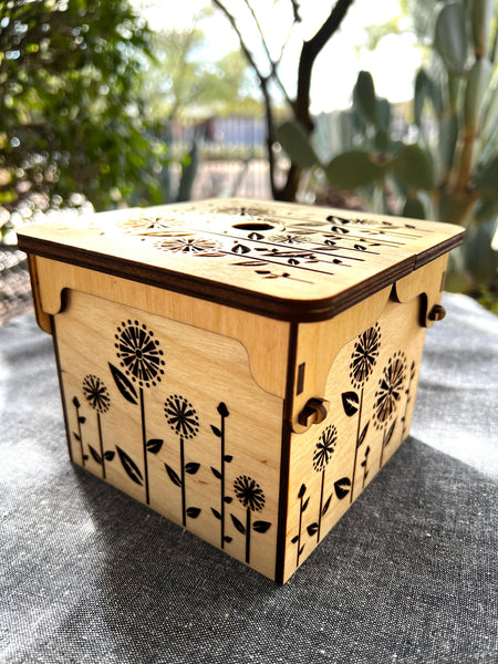 Lemonwood: Handmade Wood Accessories - Flower Garden Yarn Box